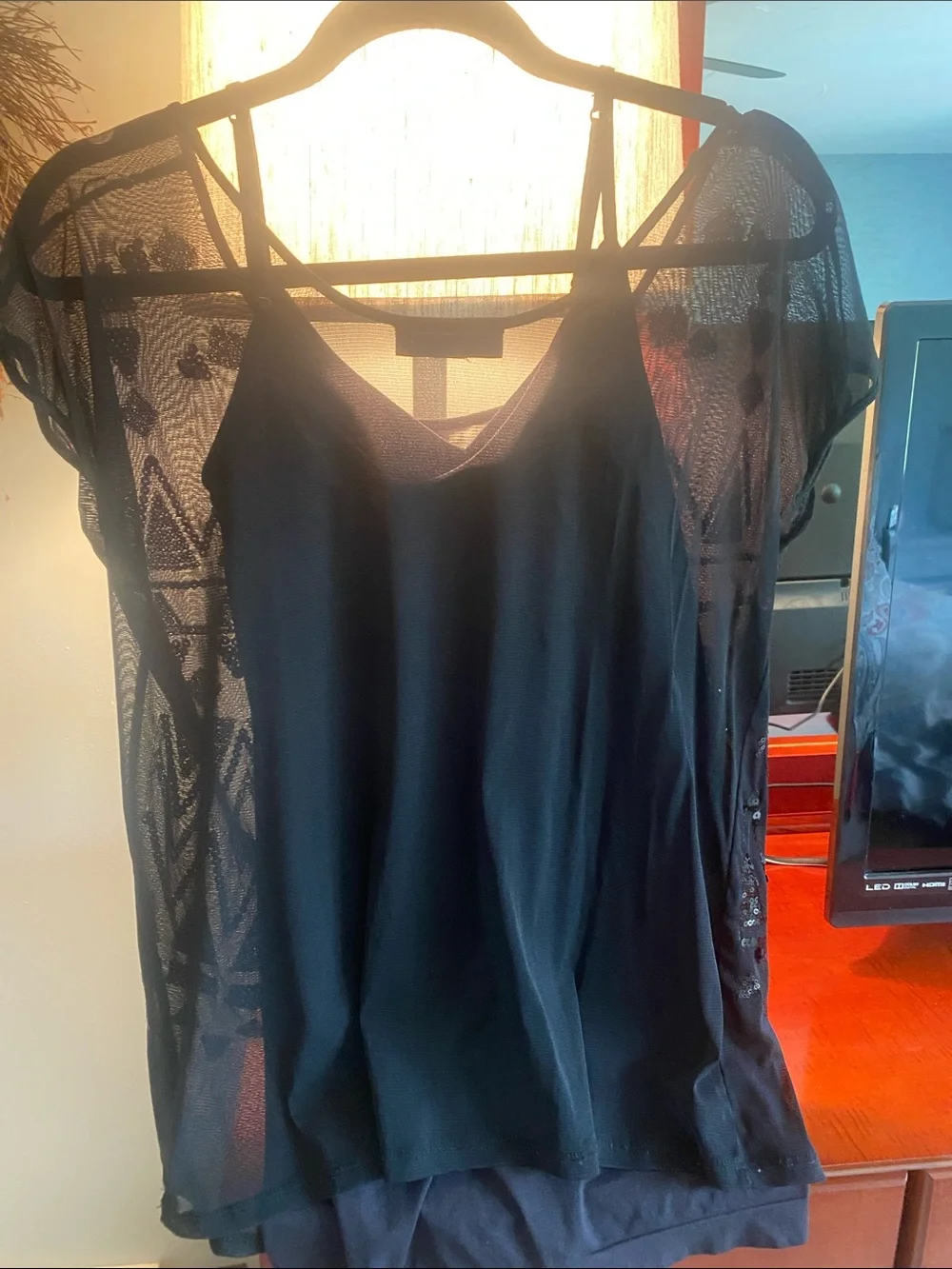 INC International Concepts Black Sheer Women’s Top